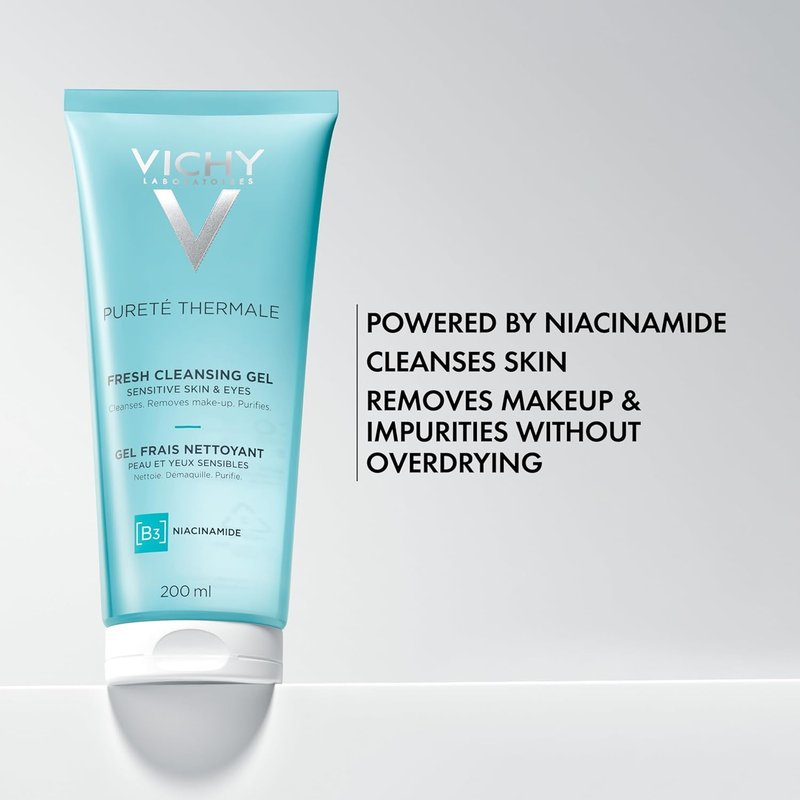 VICHY Pureté Thermale Fresh Cleansing Gel - Gentle Makeup Remover With Glycerin & Niacinamide, 6.7 oz