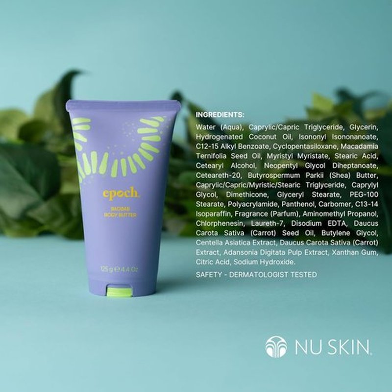 Nuskin Epoch Baobab Body Butter - Deep Hydration Cream with Shea Butter & Baobab Extract | 4.4 oz | 1 Pack