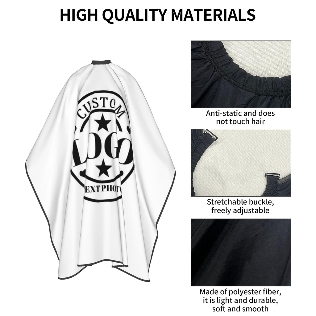 Custom Barber Cape Personalized Logo Text Photo Hair Cutting Cape Salon Haircut Kit Hairdressing Apron for Barbershop White