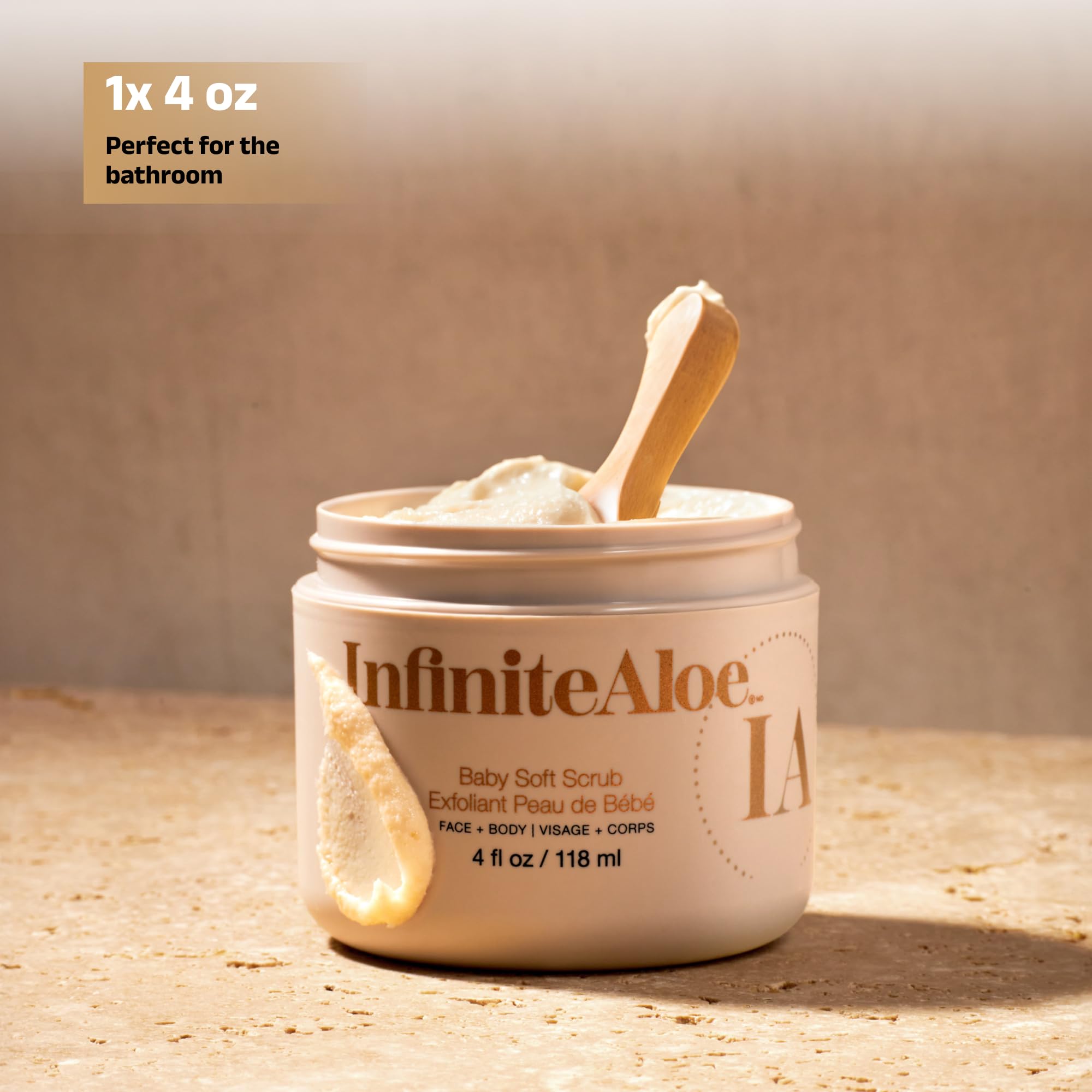 InfiniteAloe Baby Soft Scrub, Aloe Vera Based Face and Body Scrub – Exfoliating and Moisturizing – 4oz.