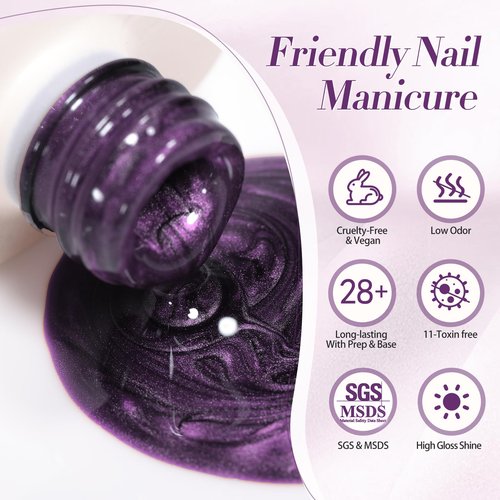 BORN PRETTY Cat Magnetic Eye Gel Nail Polish,Purple Jelly Glass Magnetic Gel Polish Glitter Soak Off Nail Art Salon Manicure Home Gift 15ml