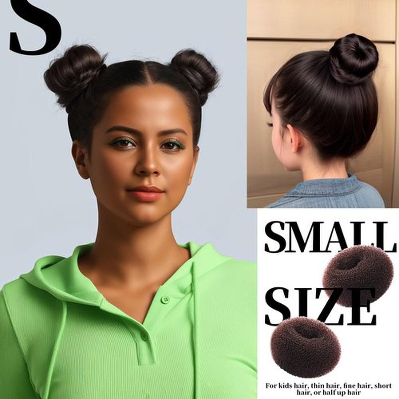 Teenitor Donut Hair Bun Maker Set, Hair Bun Shaper Set with Large, Medium, Small Hair Donuts For Buns, Hair Accessories For Girls, 5 Elastic Bands, Dark Brown