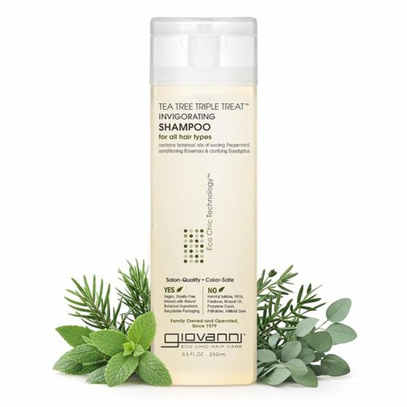 GIOVANNI Tea Tree Shampoo - Invigorating Triple Treat Formula with Peppermint & Eucalyptus, 8.5 oz