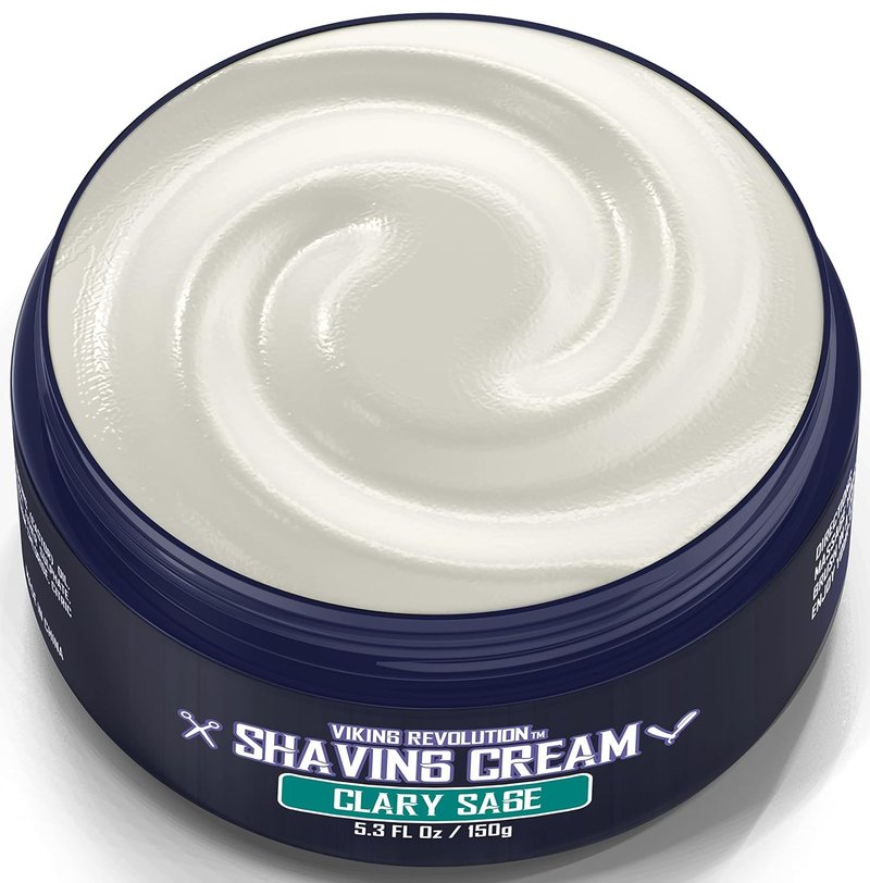 Viking Revolution Luxury Shaving Cream - Clary Sage Scent for Soft, Smooth Shaves - 5.3 Fl Oz