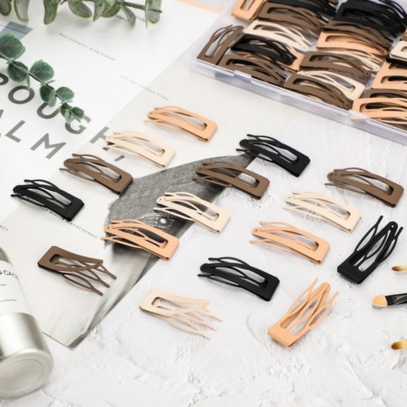 Dingion 60 Pieces Double Grip Hair Clips Metal Snap Hair Clips Grip Women Barrettes Accessories with Plastic Box for Women Girls Making Salon