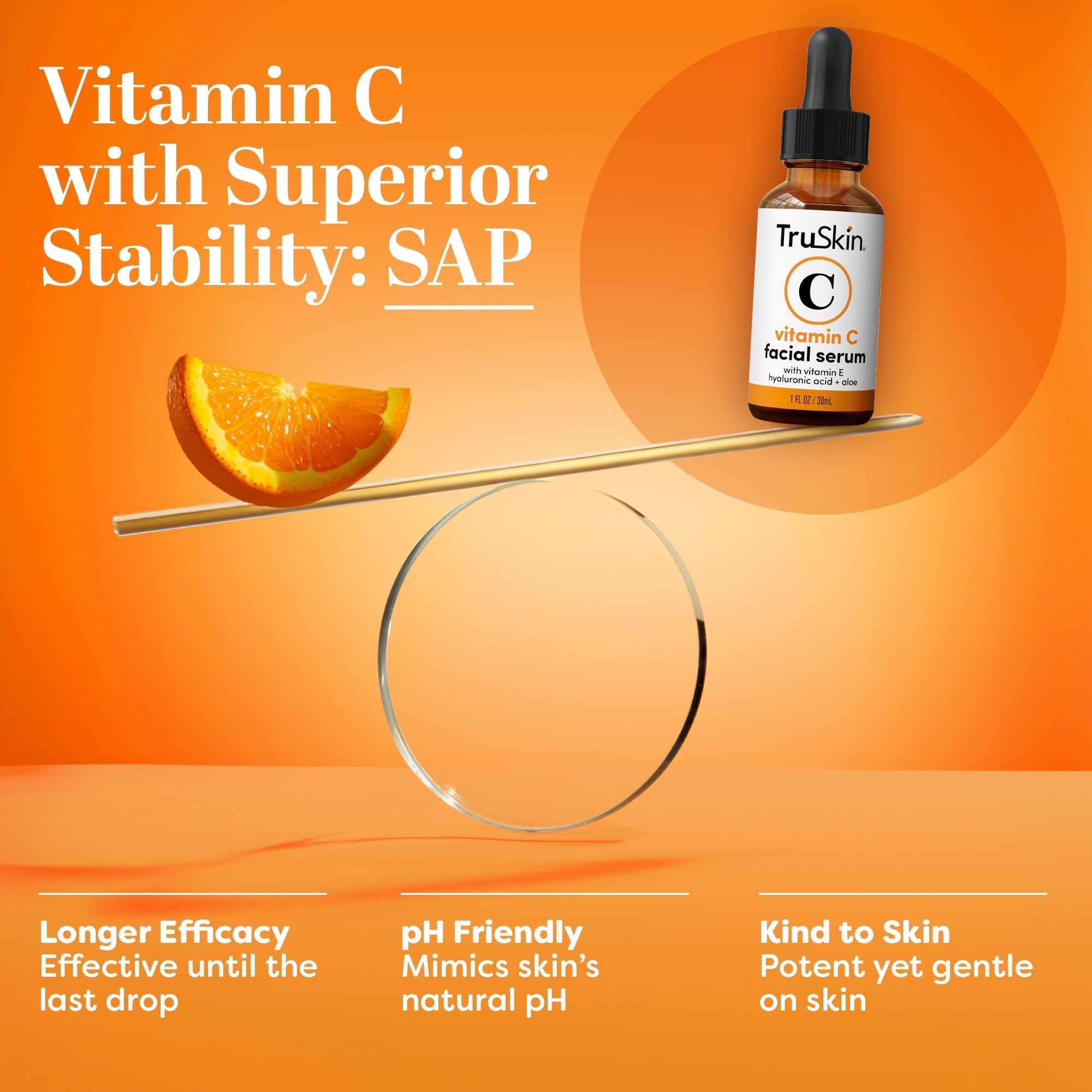 TruSkin Vitamin C Serum – Anti Aging Facial Serum with Vitamin C, Hyaluronic Acid, Vitamin E – Brightening Serum – Even Skin Tone, Improve Appearance of Dark Spots, Fine Lines & Wrinkles