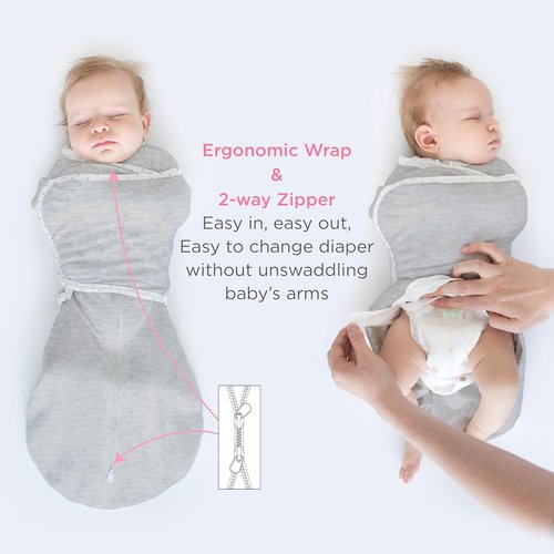 SwaddleDesigns 6-Way Omni Swaddle Sack - Arms Up Design for Newborns | Calms Startle Reflex, Improves Sleep, Small (0-3 Mo, 6-12 lbs), Heathered Butterum