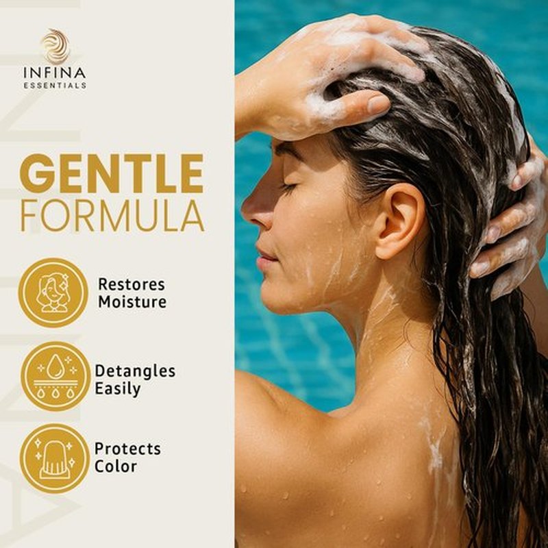 INFINA ESSENTIALS Hard Water Shampoo & Conditioner 2-in-1 - Sulfate-Free Chelating Cleanser for Mineral Buildup | 16 fl oz