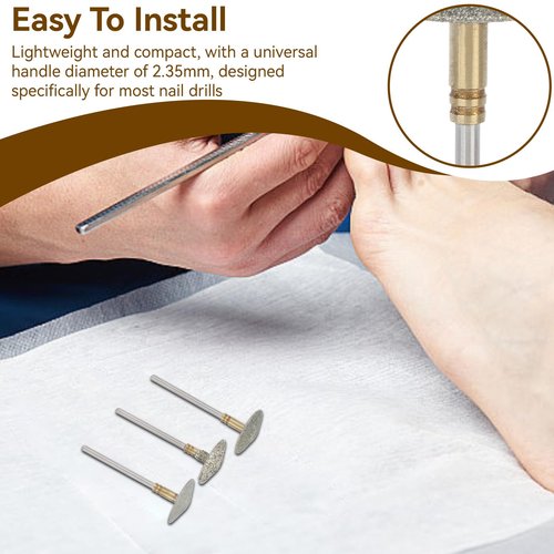 Pedicure Drill Bit, Umbrella Shape Stainless Steel Foot Calluses Polishing Grinding Head Dead Skin Remover for Electric Foot File Drilling Machine Accessory Tool (Medium)