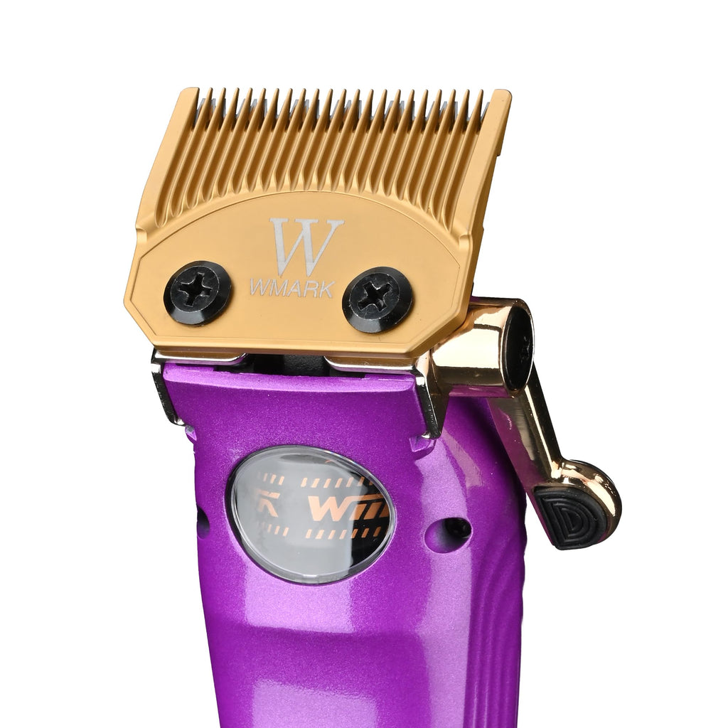 WMARK Professional Infinite Cordless Left-Handed Friendly Hair Clipper – Roller Speed Control, Charging Dock, 9000RPM Outer Rotor BLDC, DLC Steel Blade, Barbershop Tool, NG-V2 (Purple)