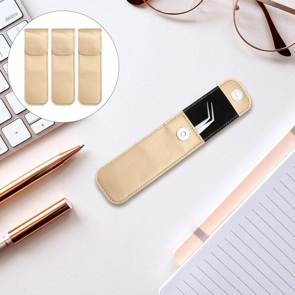 Beaupretty Pu Leather Tweezer Protective Case for Eyelash Grafting Shockproof Travel Storage Sleeve with Smooth Surface Lightweight 5.70X1.69X0.19In Portable Eyelash Tweezers Cover