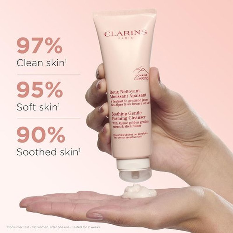 Clarins Soothing Gentle Foaming Face Cleanser - Nourishing Shea Butter Formula | Soap-Free & SLS-Free | Ideal for Very Dry or Sensitive Skin
