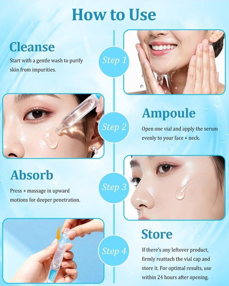 4% Hyaluronic Acid Serum for Face, 8D Hyaluronic Acid Ultra Hydrating Anti-Aging Serum with 20,000ppm Acetyl Hexapeptide-8, Korean Skincare Single-Use Ampoule for Dry & Sensitive Skin, 30pcs