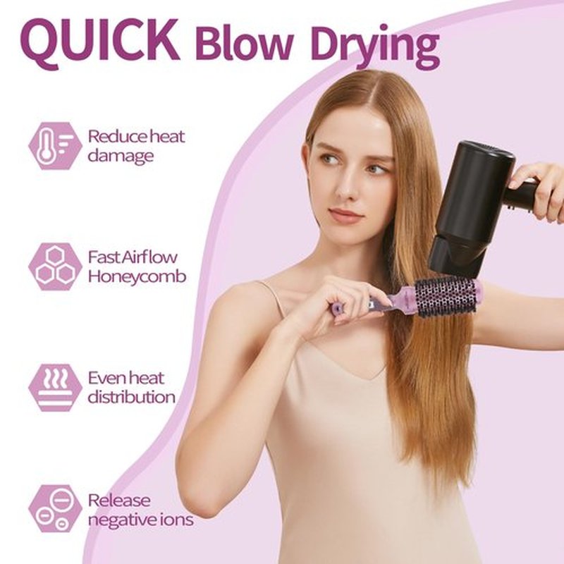 FIXBODY Round Barrel Anti-Static Hair Brush with Boar Bristles, Nano Thermal Ceramic Coating & Ionic Tech for Hair Blow Drying, Styling, Curling, Straightening (3.0 inch)