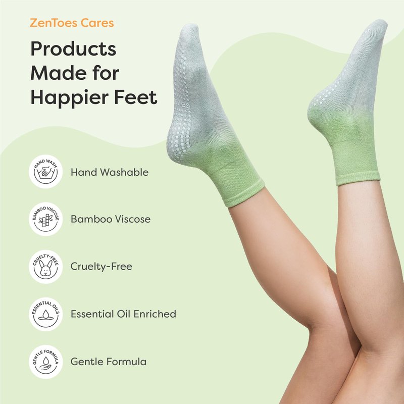 ZenToes Moisturizing Socks for Dry Cracked Feet - Bamboo Viscose Blend Spa Socks with Aloe Vera Gel Lining, Non-Slip Grippers, Self Care Gifts, Stocking Stuffers for Women (Mint Sky, 1 Pair)
