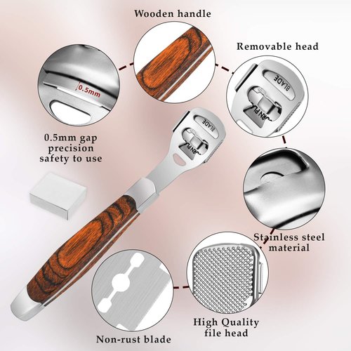 Callus Shaver, Foot Shaver Callus Remover for Feet Hand Care with Foot File, 10pcs Blades, Foot File Head and Dead Skin Storage Cover (15Pcs in Total)