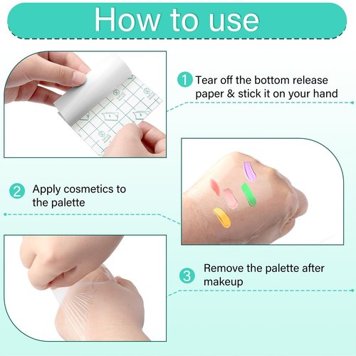 Linyuthia 200 Pieces Makeup Hand Palette Single Use Waterproof Makeup Mixing Palette Disposable Foundation Mixing Tray Adhesive Artist Cosmetic Tape for Women(3.15 x 3.15 Inch)