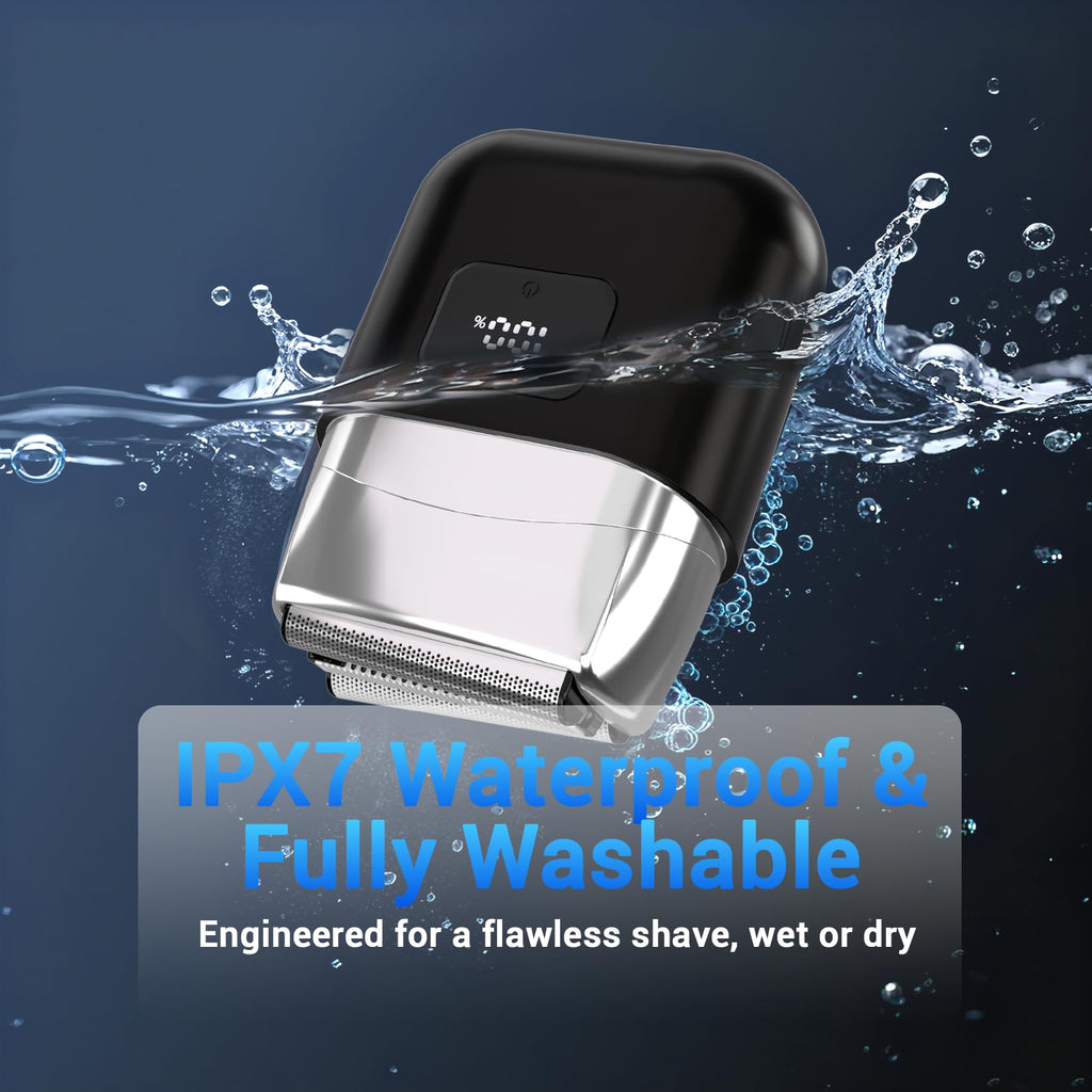 YOXSPD Electric Foil Shavers for Men: Mini Electric Razor with 3 Floating Blades, LED Display, Dual Speed - IPX7 Waterproof Wet/Dry Cordless Razor, USB Fast Charging, Travel Lock (Black)