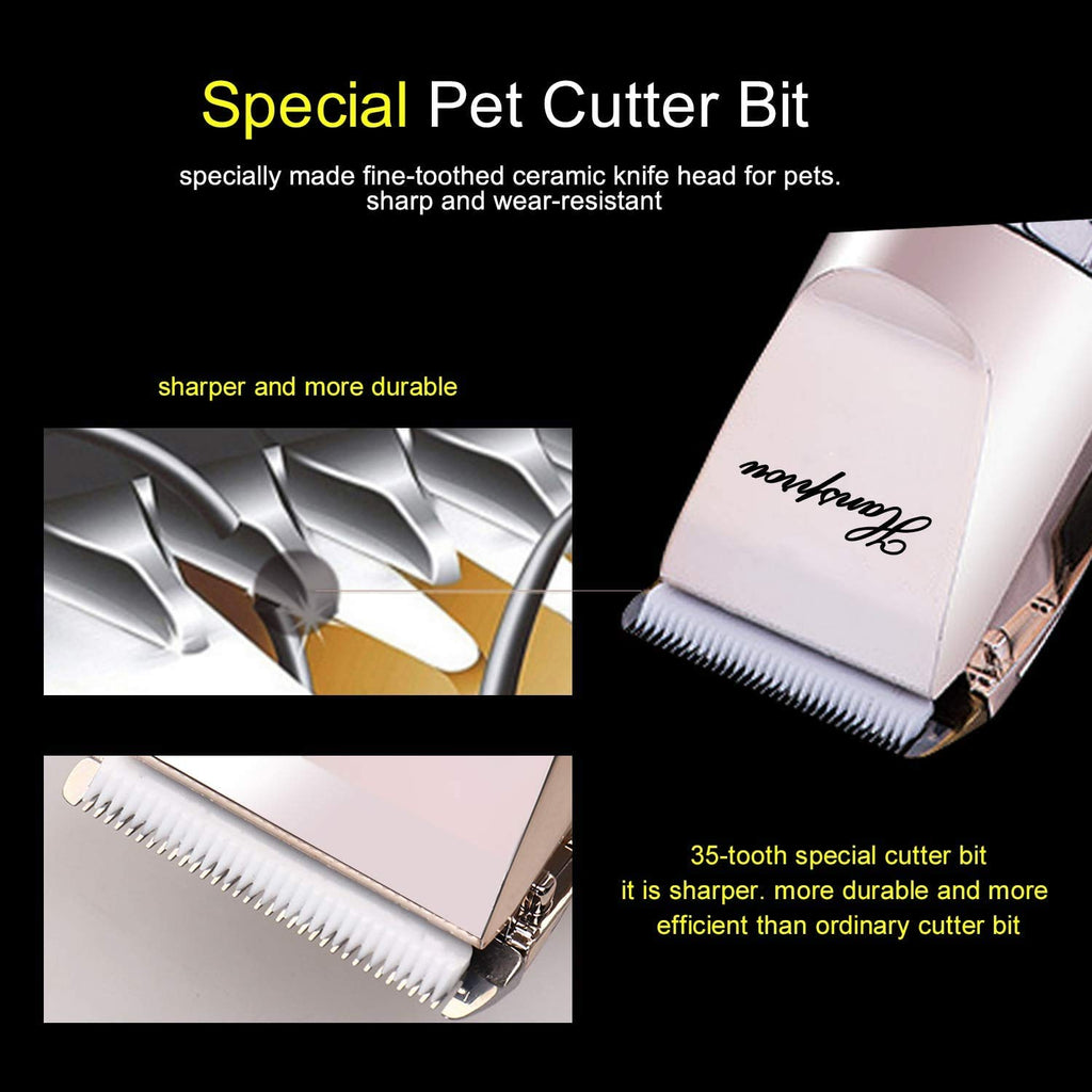 Hansprou Dog Clippers for Grooming, 12V Pet Hair Clipper, Professional Heavy Duty Pet Grooming Clipper Corded Dog Trimmer for Thick Coats with Guard Combs Brush for Dogs Cats