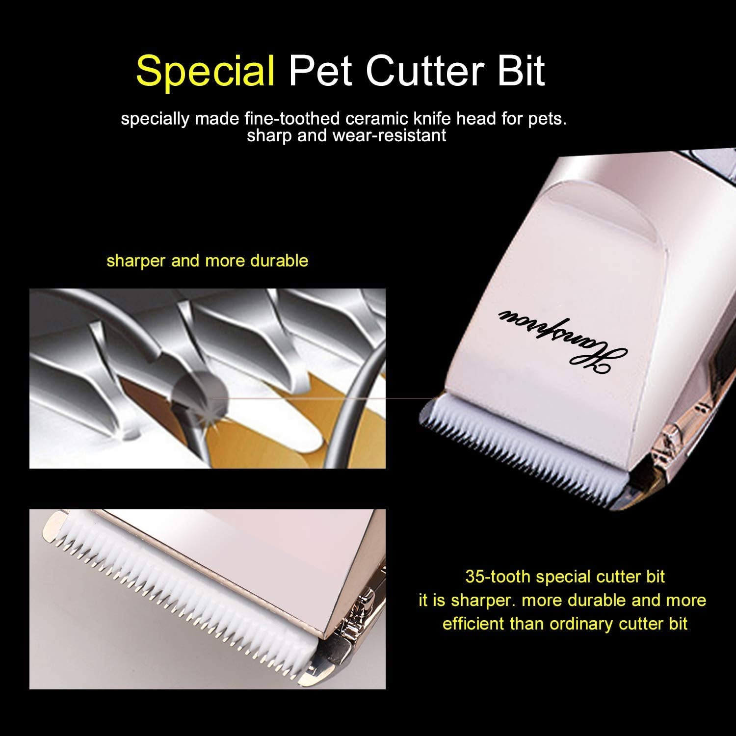 Hansprou Dog Clippers for Grooming, 12V Pet Hair Clipper, Professional Heavy Duty Pet Grooming Clipper Corded Dog Trimmer for Thick Coats with Guard Combs Brush for Dogs Cats
