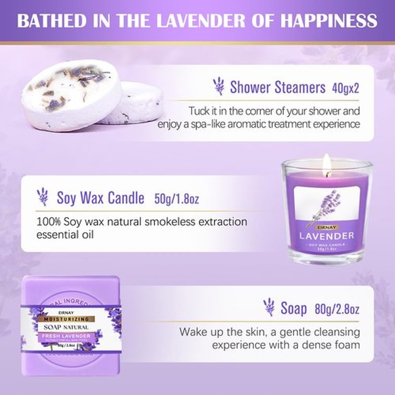 Gift for Women, Spa Gift Baskets for Women - 17pcs Lavender Sets with Body Lotion, Bubble Bath, Relaxing Bath Sets, Birthday Christmas Gifts for Her, Spa Kit for Mom Wife Sister Friend