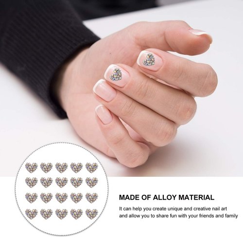 Beaupretty 20Pcs Heart Rhinestone Nail Art Decals 3D Flat Back Gems for Diy Manicure and Body Decoration