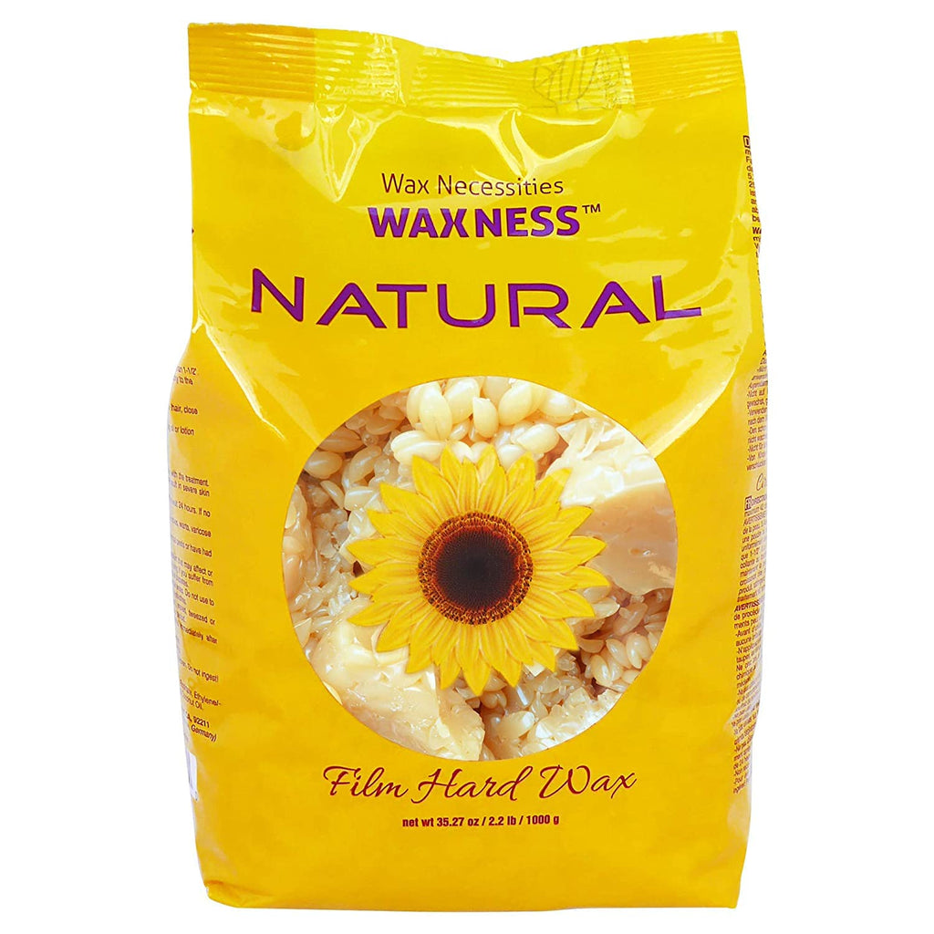 Waxness Natural Stripless Wax Kit with Heater, 2.2 lb (1 kg) Cream Hard Wax Beads – Professional Waxing Kit for Sensitive Skin, Face, Bikini & Body – Made in Italy