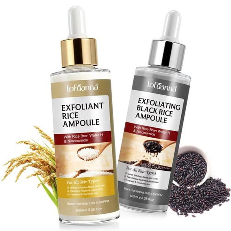 Black Rice Exfoliant+Rice Ampoule Exfoliant,Exfoliating Face Scrub & Body Scrub Dead Skin Cells Blackheads Remover For All Skin Types Korean Skin Care 100ml