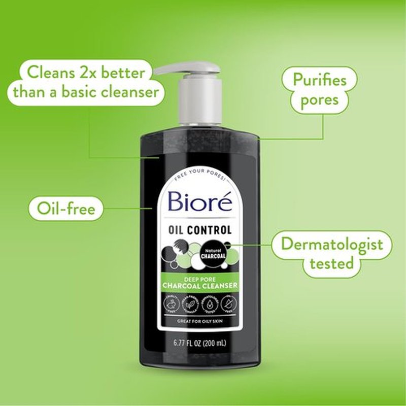 Biore Deep Pore Charcoal Face Wash - Daily Cleanser for Oily Skin | 6.77 Oz, Pack of 12