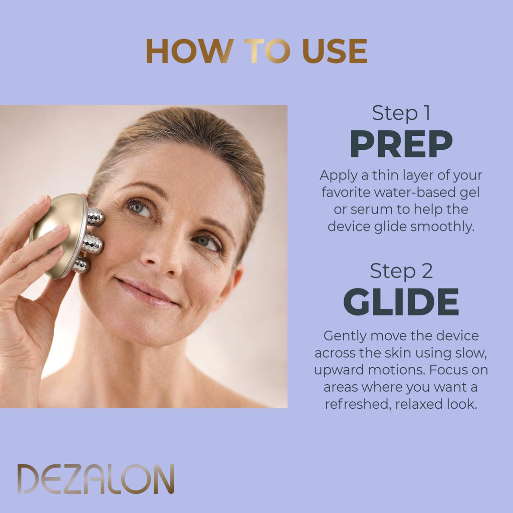 DEZALON Face Massager Tool, Eye & Neck Massager, Face Roller, Gold