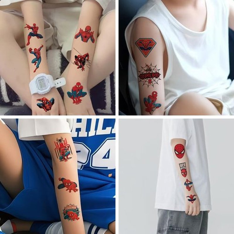 JCQAYB 100pcs Spider- Man Temporary Tattoos for kids,Birthday Party Supplies Favors Decorations Cute Fake Tattoos Stickers Spider - Man Party Decorations