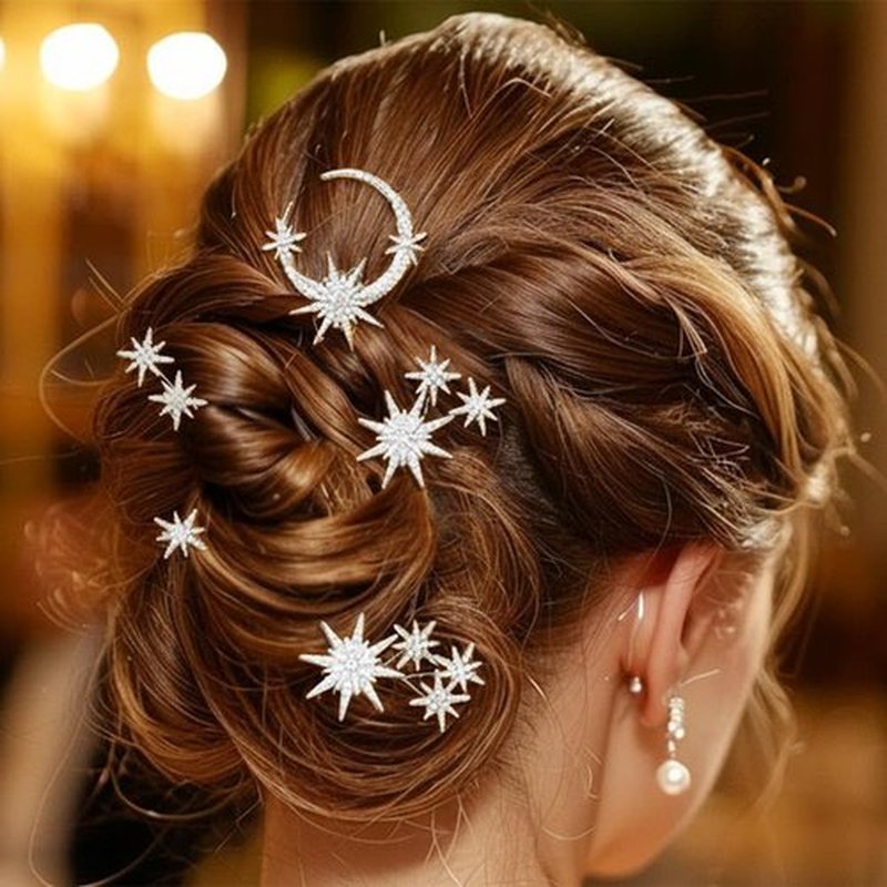 Casdre Star Rhinestone Hair Pins Bridal Hair Pieces Sparkly Crystal Bride Wedding Hair Accessories for Women and Girls(Pack of 5)