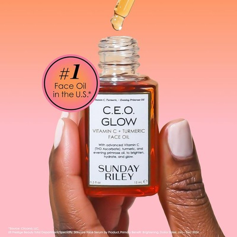 Sunday Riley C.E.O. Glow Face Oil - Vitamin C & Turmeric for Radiant Skin, 1 oz