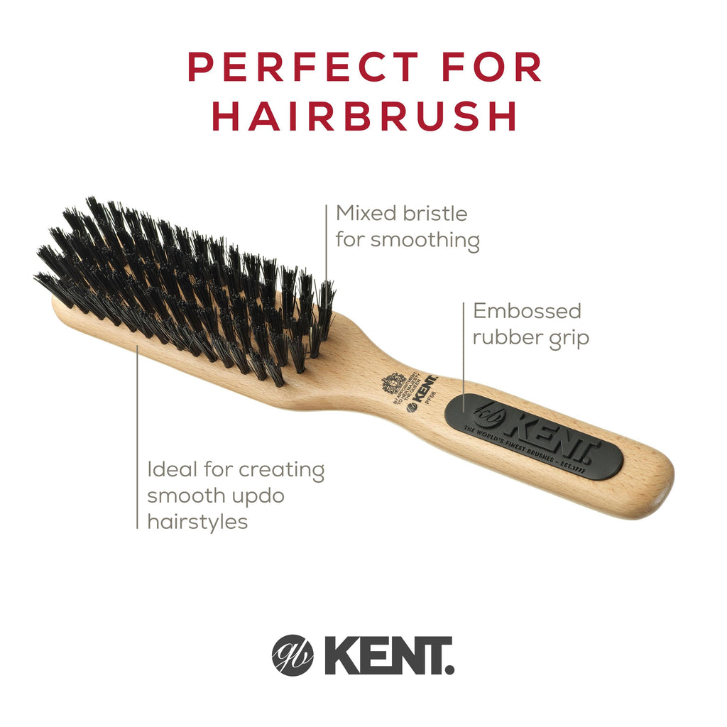 Kent PF06 Narrow Bristle Nylon Mix Hair Brush - Straightening and Styling Brush for Short to Medium Length Hair, Travel Hair Brush,For shining and Smoothing Brush. Made in England
