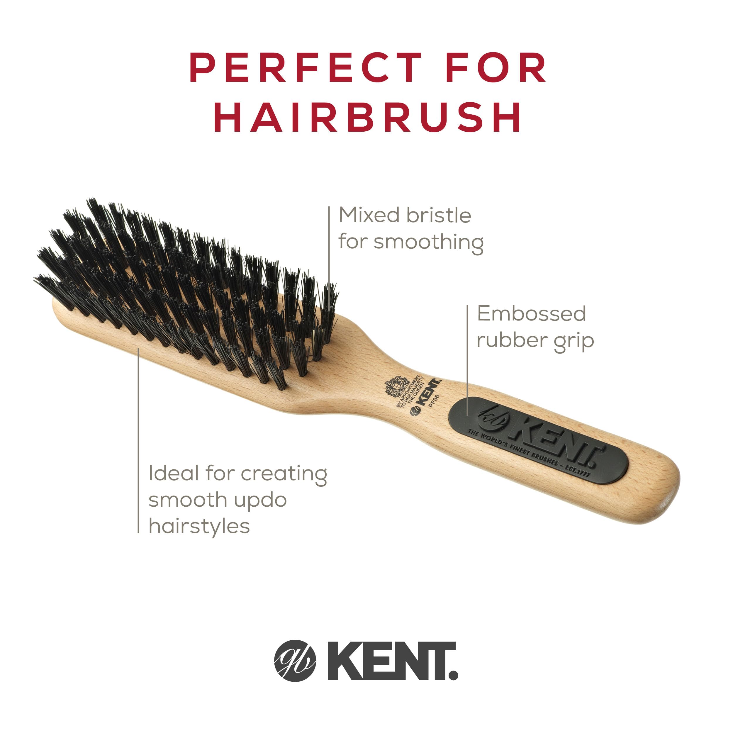 Kent PF06 Narrow Bristle Nylon Mix Hair Brush - Straightening and Styling Brush for Short to Medium Length Hair, Travel Hair Brush,For shining and Smoothing Brush. Made in England
