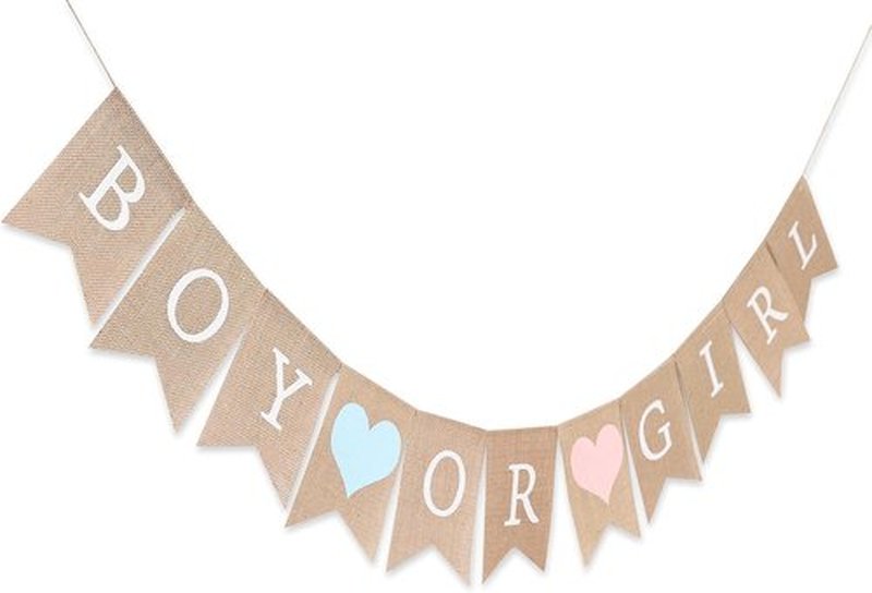Regine Switzerland Burlap Banner - Rustic Gender Reveal Decor for Baby Showers