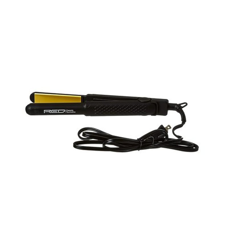 Kiss Products Red Ceramic Tourmaline Flat Iron - 0.75 Inch Professional Styling Tool