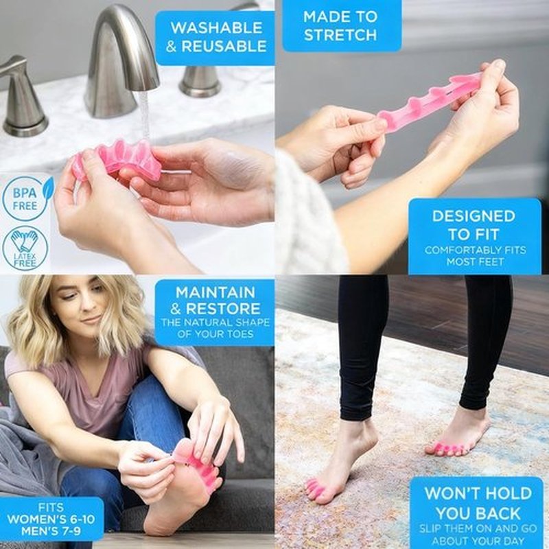 1 Pair Toe Separators/Toe Spacers - For Men and Women - Correcting Bunions and Silicone Big Toe - Relieves Foot Pain, Hammer Toe, Bunions, and Curled Toe(Blue)