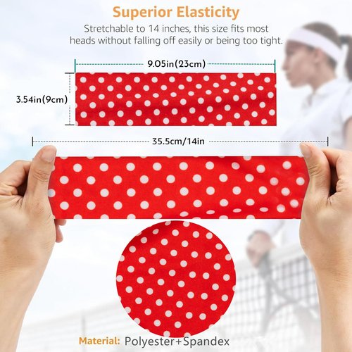 SENMAY Womens Polka Dot Headband - 4PCS Head Bands for Women's Hair Stretchy Non Slip Wraps Fashion Soft Wide Headbands Yoga Workout Hair Accessories