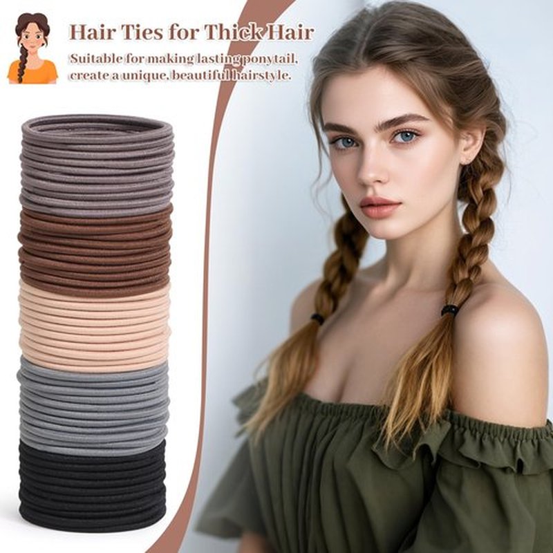 Anezus 200 Pcs Hair Ties for Women Girls Hair Elastics Hair Bands Ponytail Holders Hair Rubber Bands for Thick Straight Curly Hair (Neutral Color)