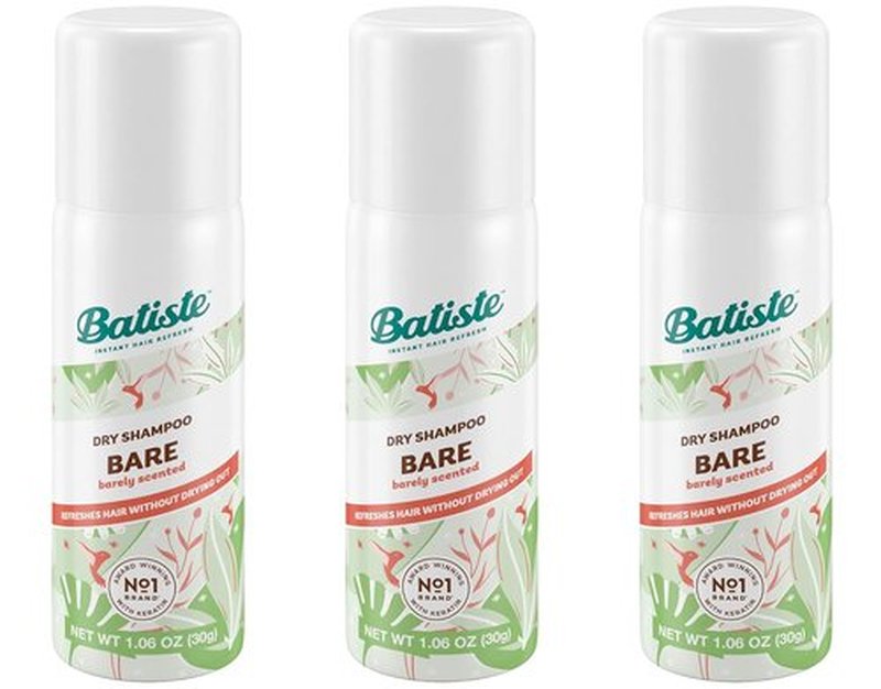 Batiste Dry Shampoo - Bare Mini Travel Size (1.06 oz) | Pack of 3 for Fresh, Clean Hair