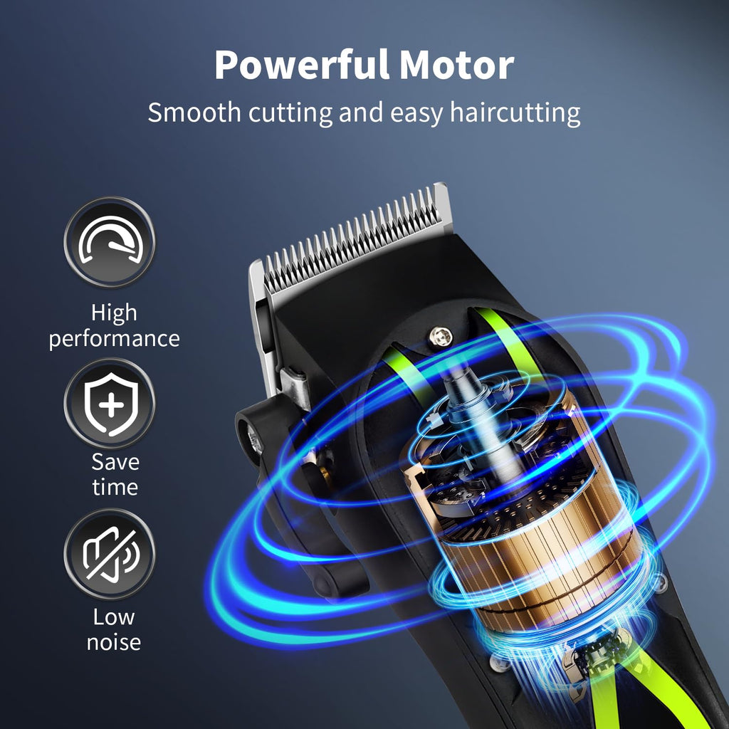 HIENA PRO Hair Clippers for Men, Professional Electric Hair Clipper and Trimmer, Rechargeable Haircut Clipper, Cordless Hair Cutting Tool with LED Display, Perfect Gifts for Men(Green)