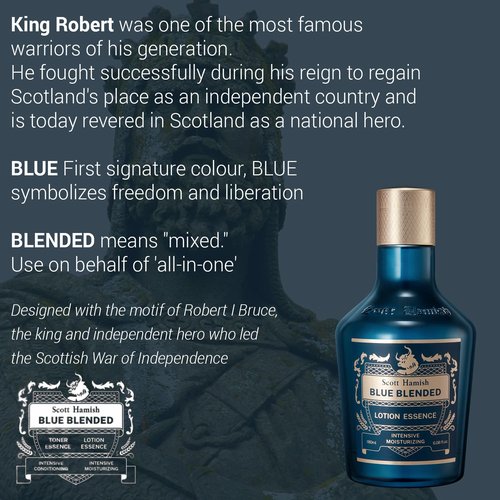 Scott Hamish Blue Blended Lotion Essence - Men's Anti-Aging Face Moisturizer with Hyaluronic Acid & Amino Acids | 6.09 fl. oz.