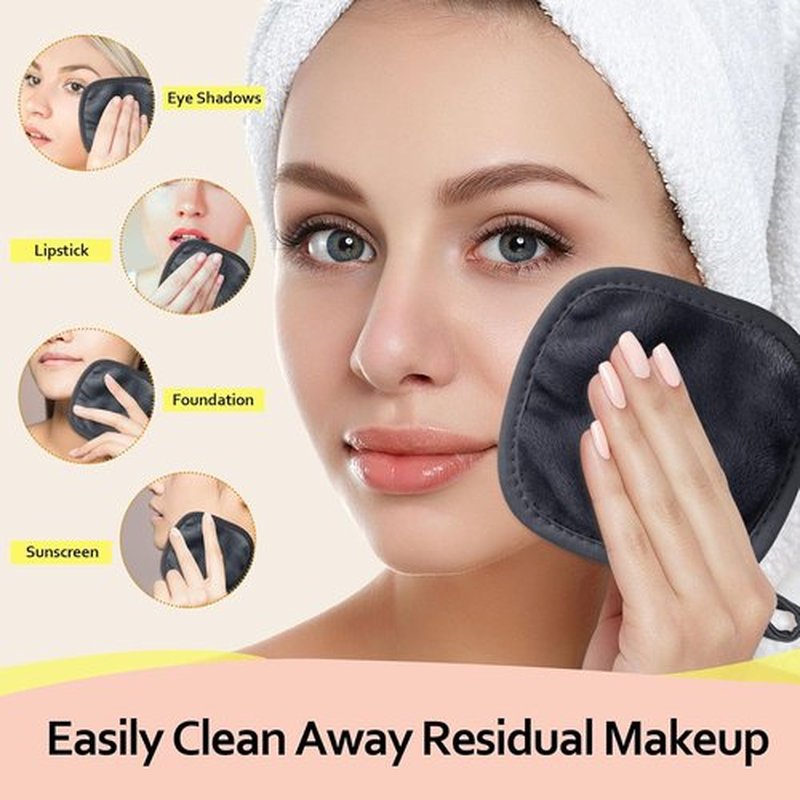 HOMEXCEL Reusable Makeup Remover Cloths - Ultra Soft Facial Cleansing Pads | 12 Count, Black, 5x5 In