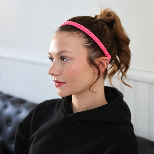 FROG SAC 4 Braided Headbands for Girls, Adjustable Braid Head Bands for Kids, Stretch Elastic Headband, Fabric Hairband Hair Accessories for Women, Easter Basket Fillers Stocking Stuffers (Solid)