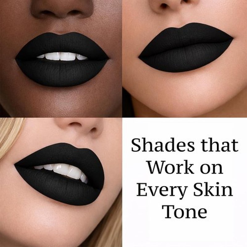 Mynena Jet Black Matte Liquid Lipstick - Long-Lasting, Waterproof, No Smudge Formula | All-Day Wear, Lightweight & Comfortable Finish