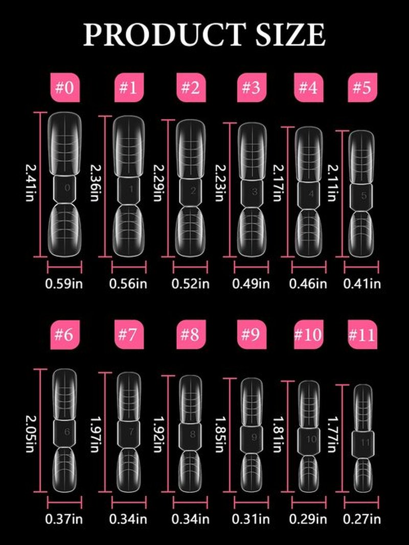EBANKU 120pcs Dual Nail Forms for Poly Extension Gel, 2 In 1 Reusable Nail Molds, 12 Sizes, Almond & Square, Clear, Glossy Finish