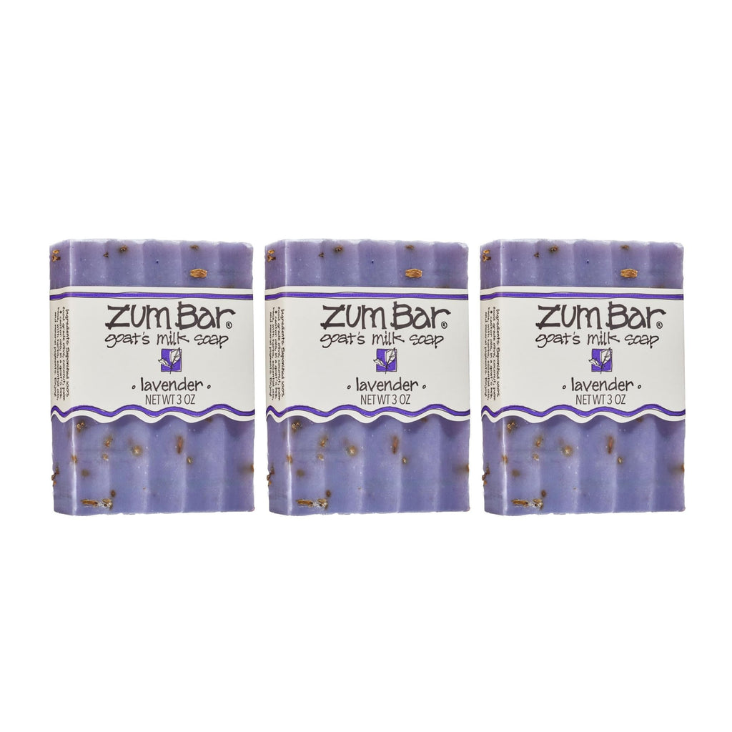 Zum Indigo Wild Goat's Milk Soap Bar - Bar Soap for Hands & Body Made with Essential Oils - 3 oz - Lavender (3 Pack)