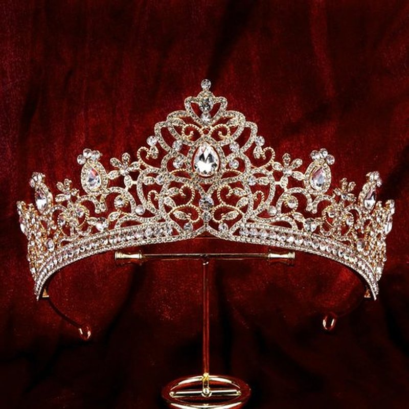 AHONEY Gold Crown Queen Crowns Tiara for Women Birthday Quinceanera Crown Rhinestone Bride Headband Princess Decoration for Wedding Party Prom Halloween