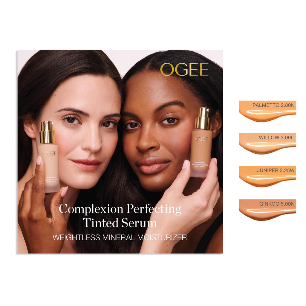 Ogee Complexion Perfecting Liquid Foundation - Lightweight Tinted Moisturizer For Face (Palmetto 2.80N - Medium Light Tan, Olive Undertones) - with Vitamin C & Jojoba Oil - Certified Organic